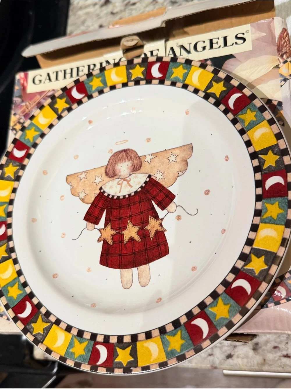 Vintage Sakura Debbie Mumm 1997 Gathering of Angels 4pc 8in Dessert Plates DS